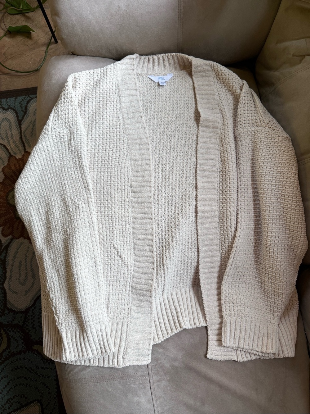 Time and Tru Cozy Cream Open-Front Knit Cardigan